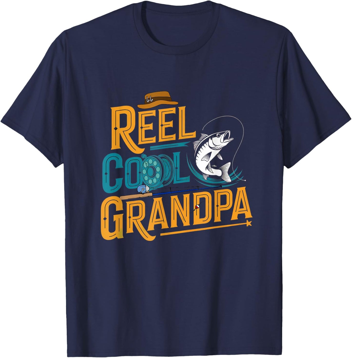 Reel Cool Grandpa Fishing Fisherman Fish T-Shirt - T-Shirt | Navy