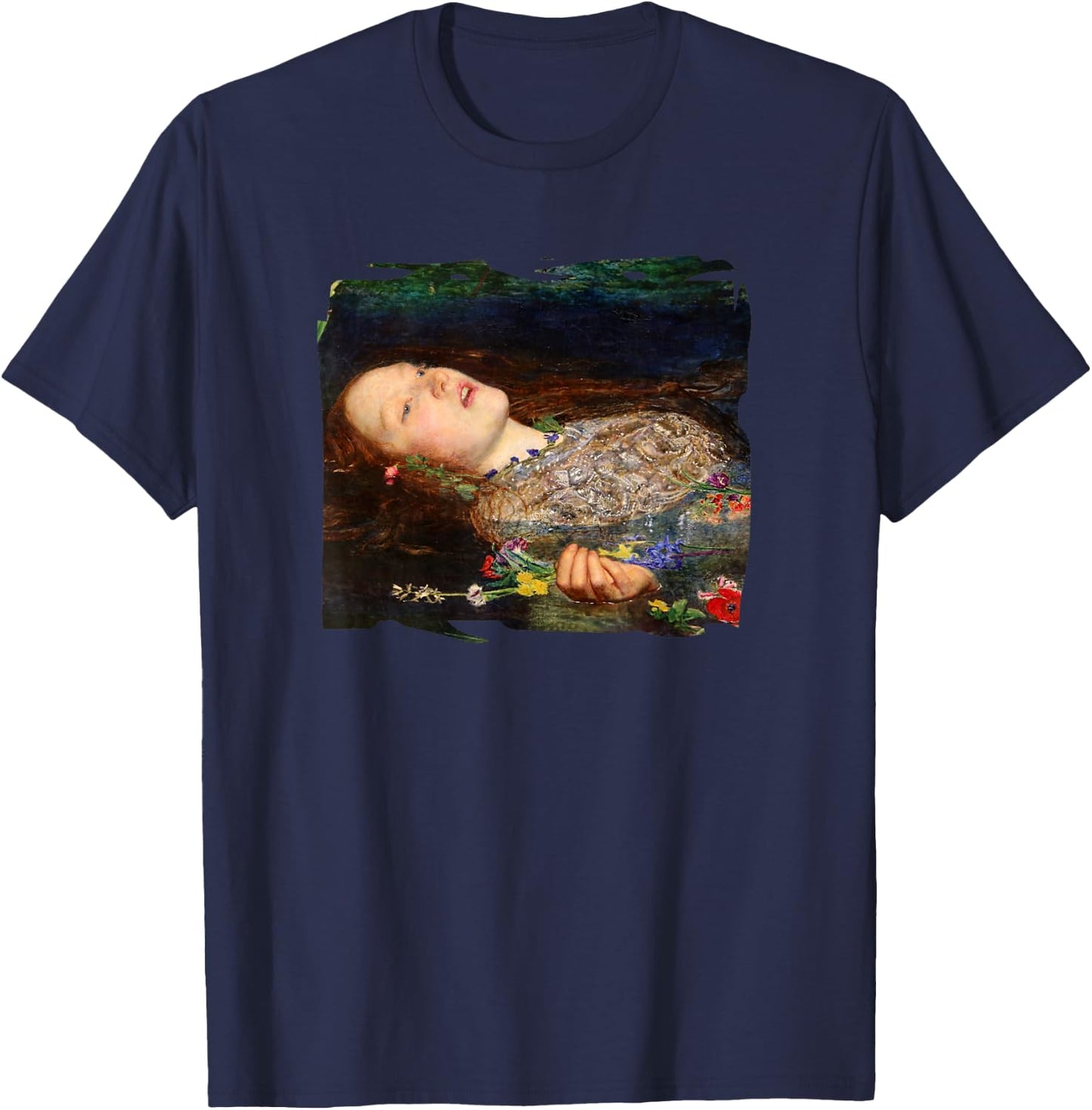 Ophelia by John Everett Millais T-Shirt - T-Shirt | Navy