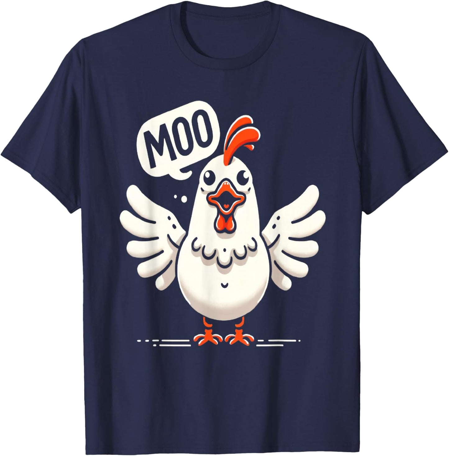 Moo Says the Chicken - Comical Cow-Chicken Fusion Graphic T-Shirt - T-Shirt | Navy