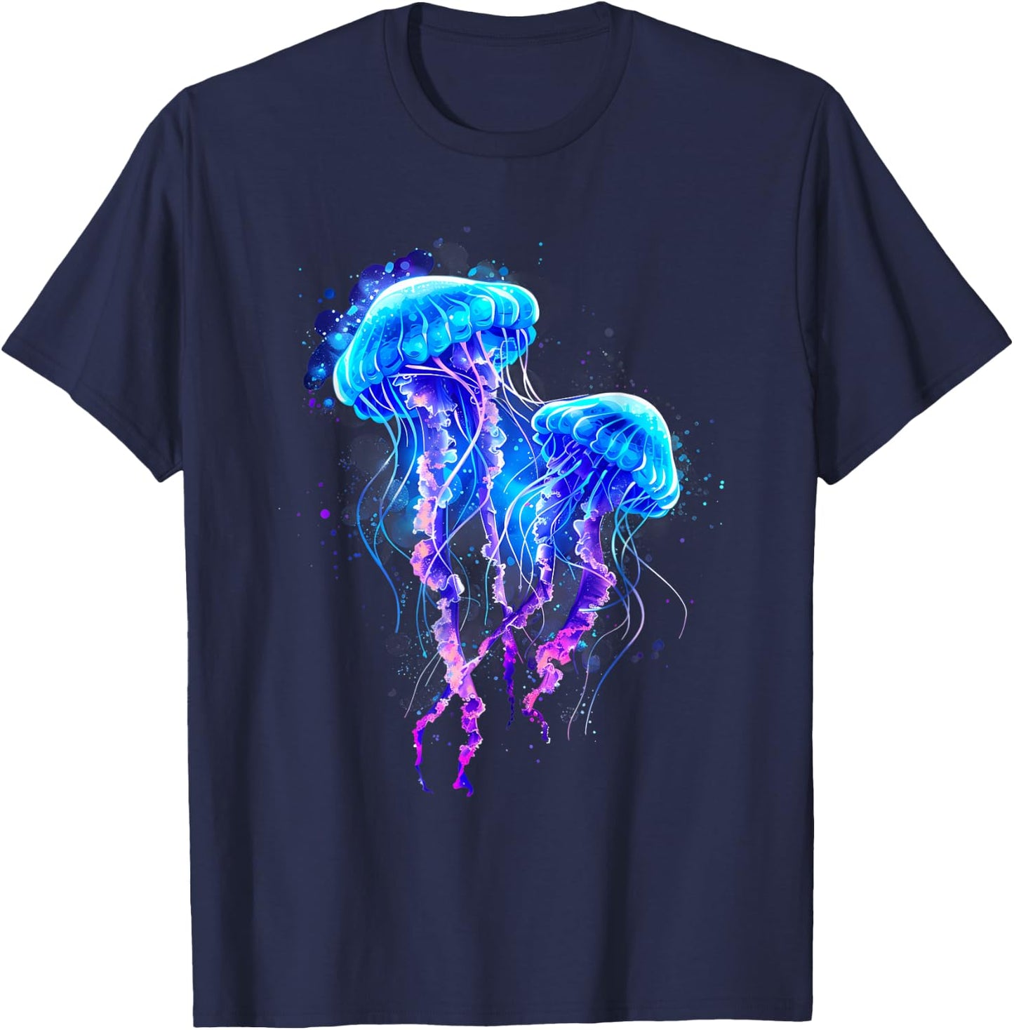 Jellyfish Artwork Sea Ocean Jellyfish Motif Marine Mammal T-Shirt - T-Shirt | Navy