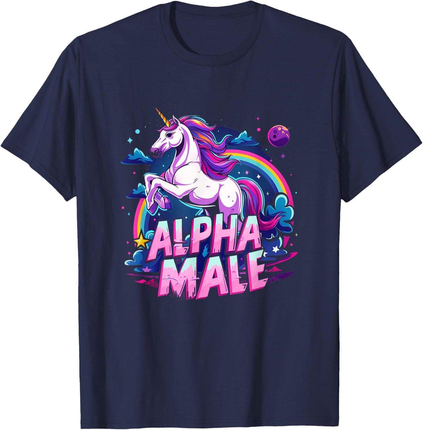 Alpha Male Unicorn Shirt - Alpha Male Unicorn T-Shirt - T-Shirt | Navy