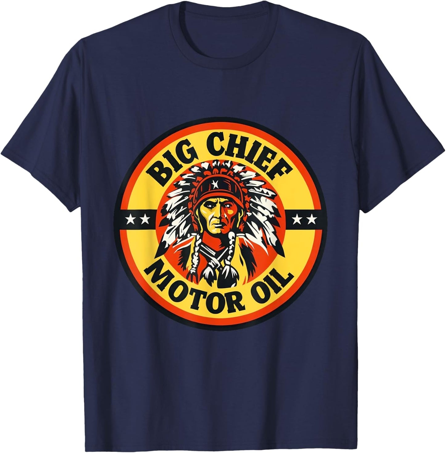Retro Vintage Gas Station Big Chief Motor Oil Car Garage T-Shirt - T-Shirt | Navy