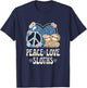Peace Love Sloths Cheetah Print Women Girls Cute Sloth Lover T-Shirt - T-Shirt | Navy