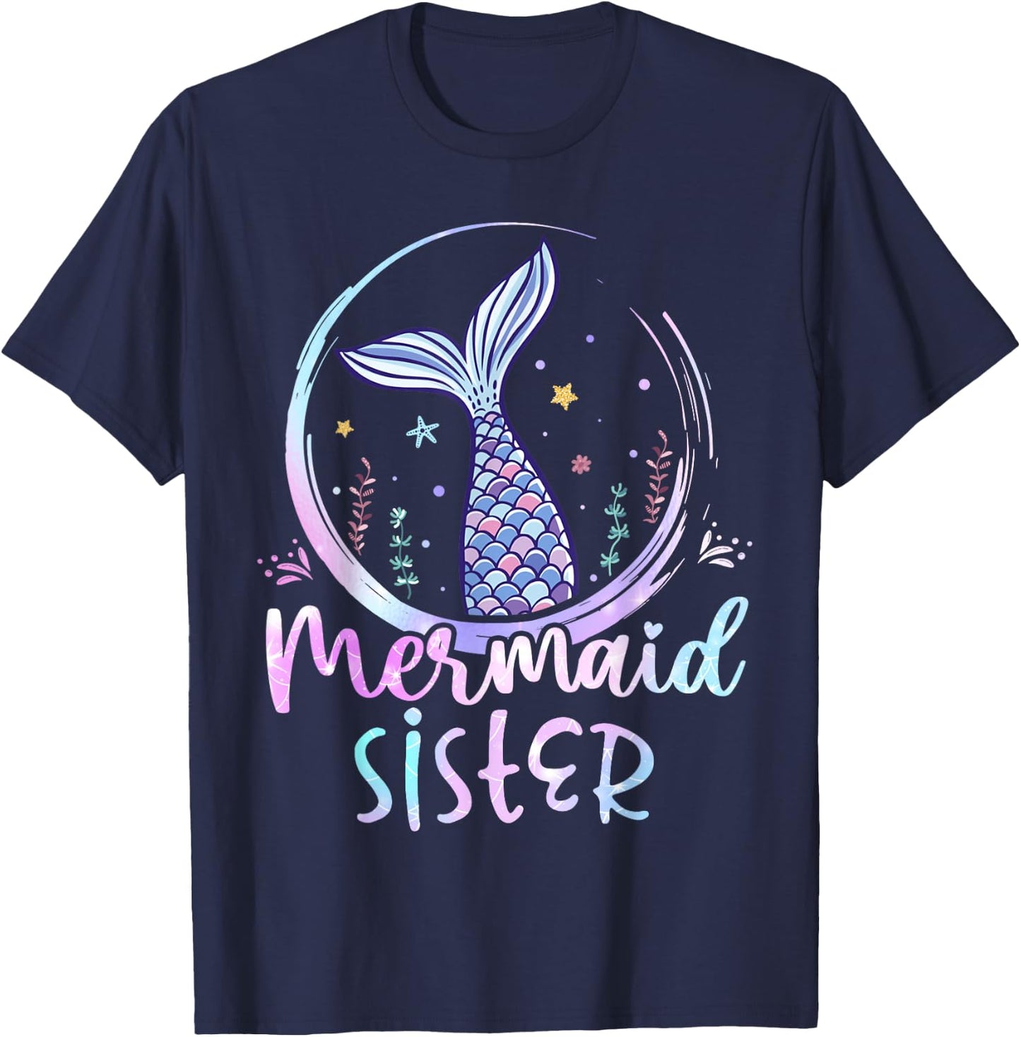 Mermaid Sister Birthday Mermaid Girl Beach Mermaid Tail T-Shirt - T-Shirt | Navy