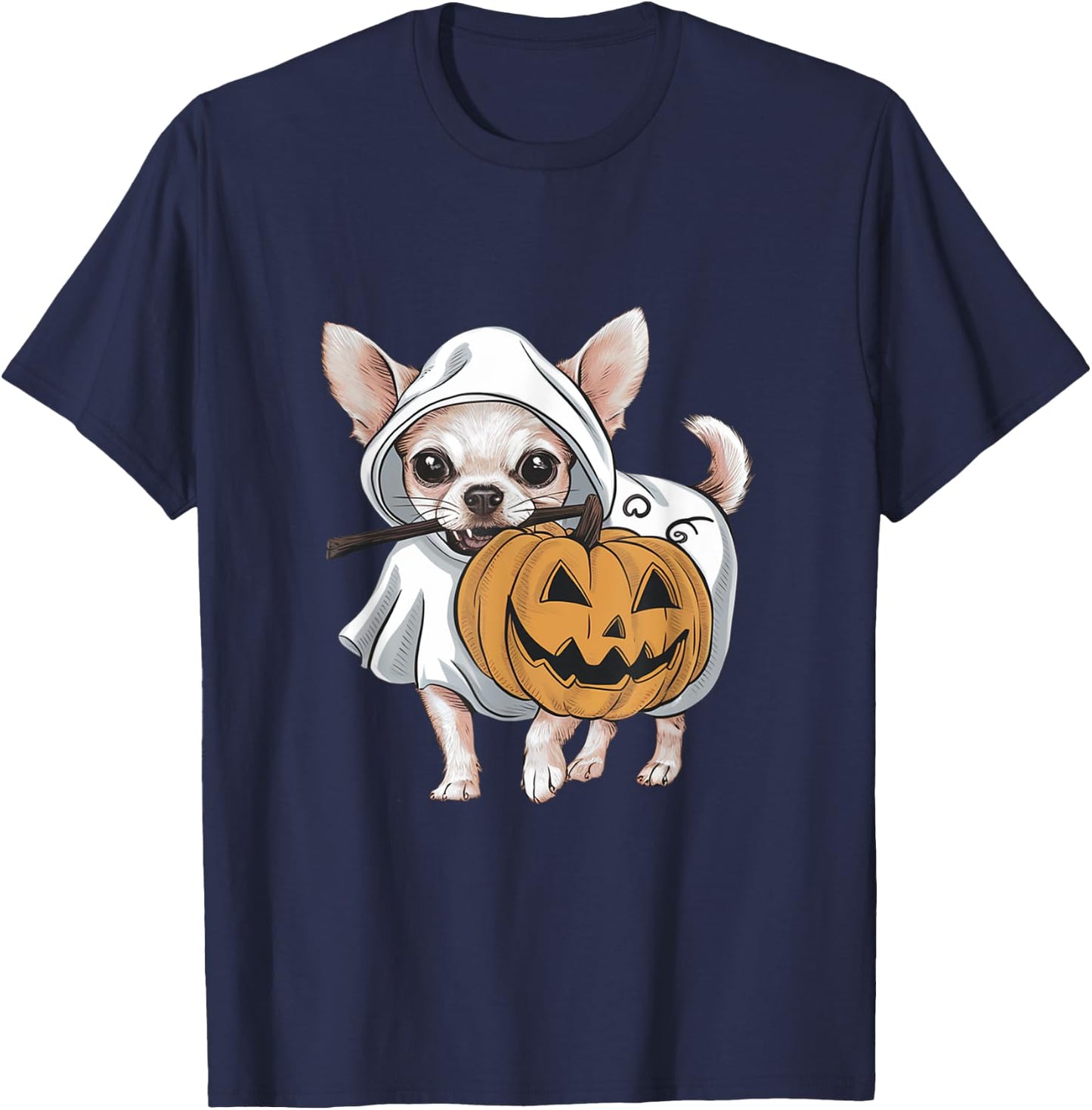 Chihuahua Ghost Dog Halloween T-Shirt - T-Shirt | Navy