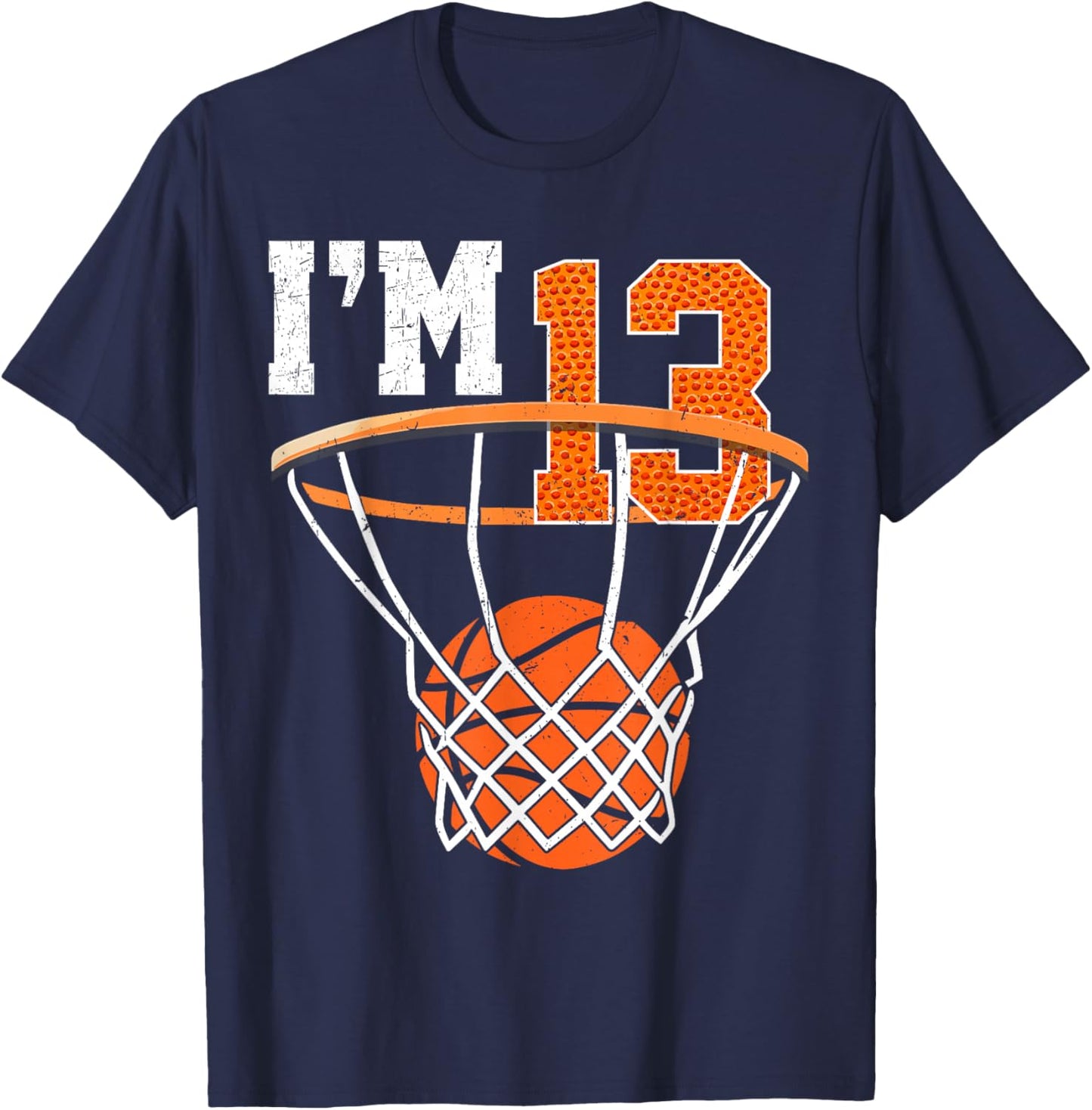 13th Birthday Shirt Boys Basketball 13 Year Old Teenager T-Shirt - T-Shirt | Navy