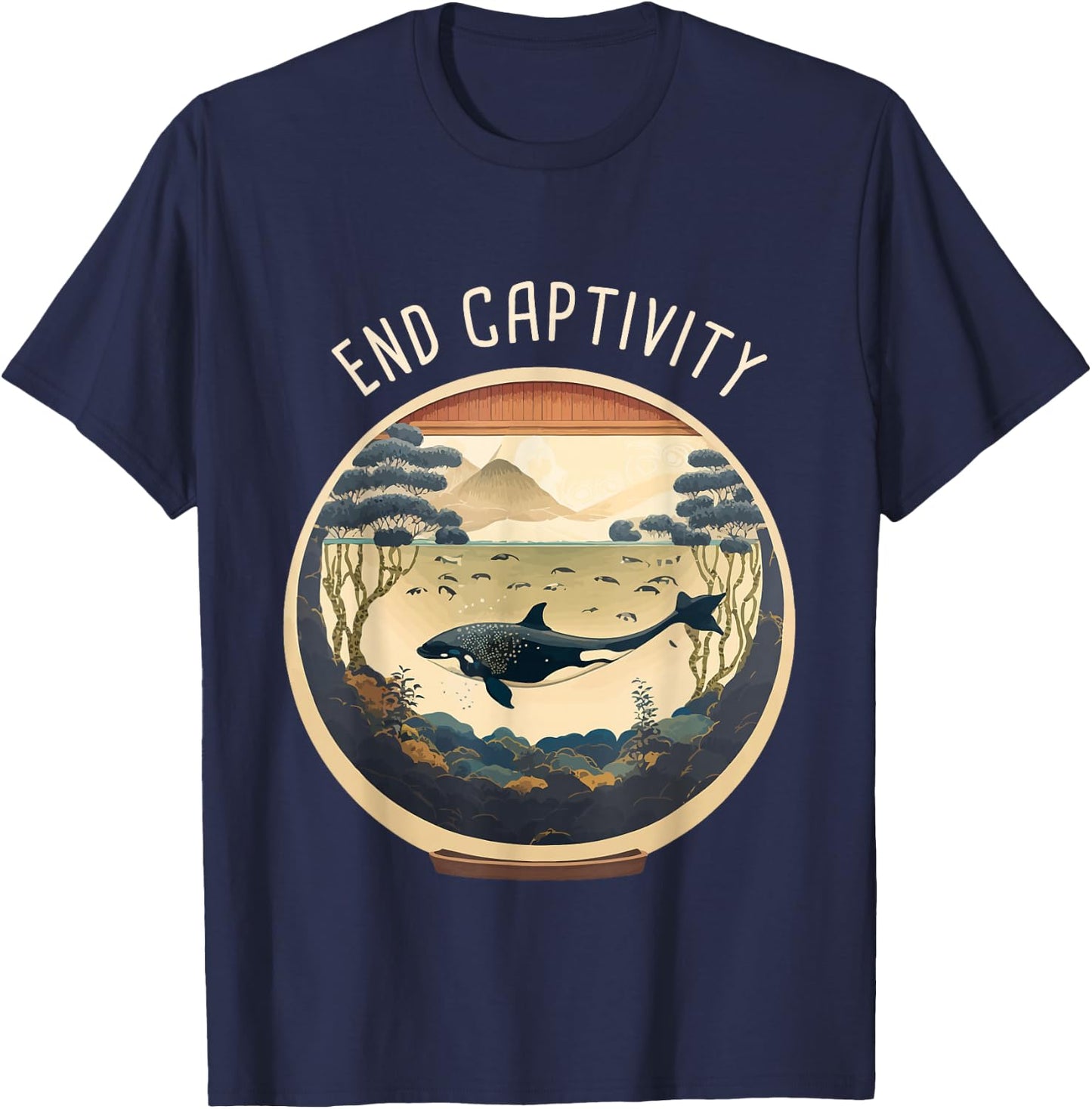 Orca End Captivity Free The Orcas Marine Protection Activist T-Shirt - T-Shirt | Navy