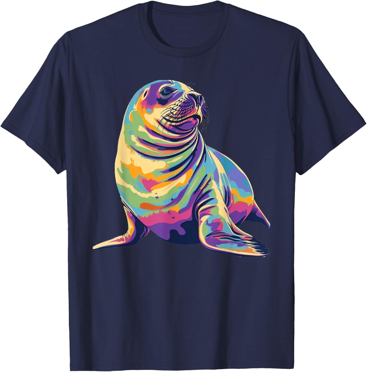 Elephant Seal 90s Retro T-Shirt - T-Shirt | Navy