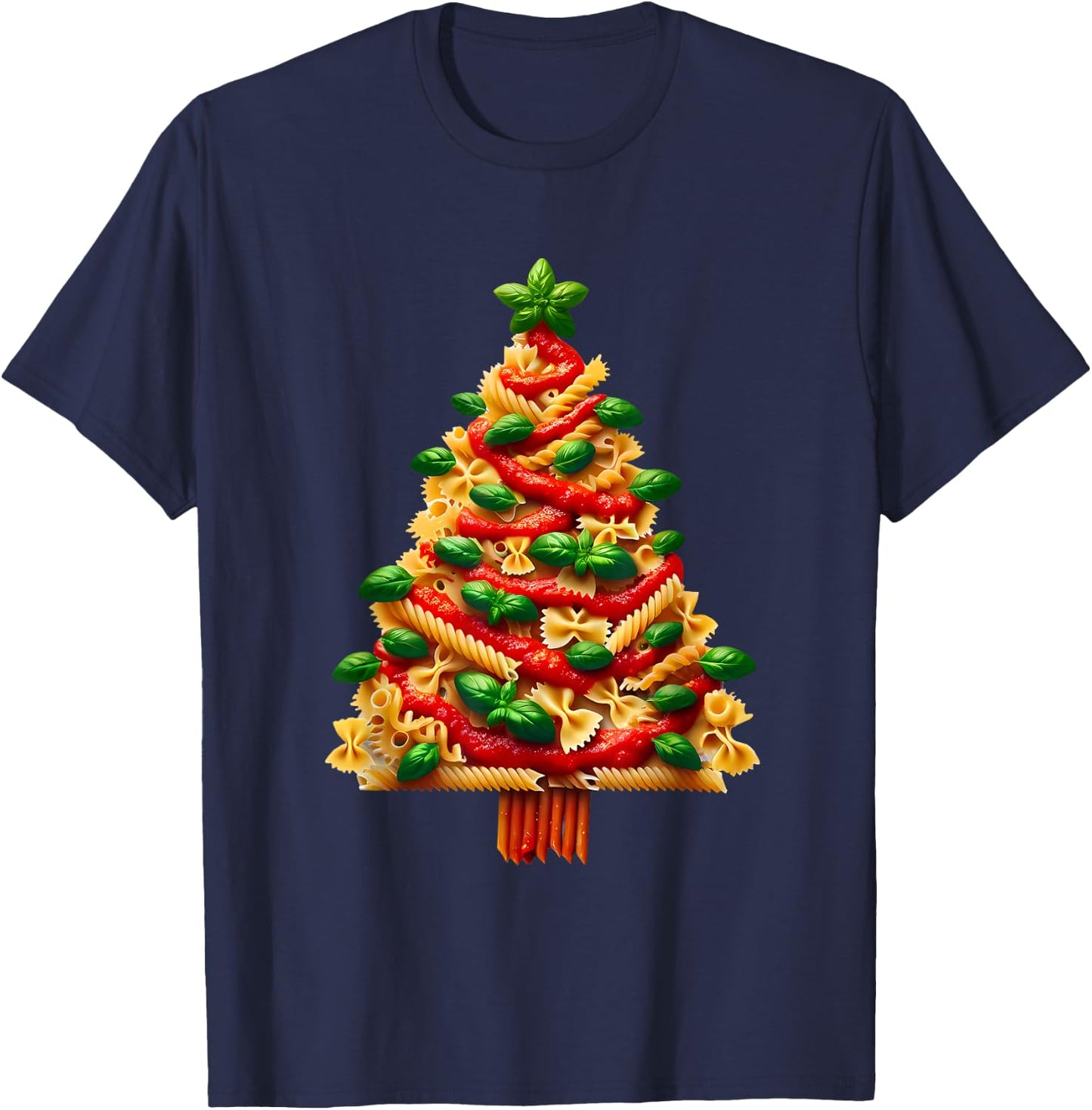 Funny Italian Pasta Christmas Tree Lights Xmas Women T-Shirt - T-Shirt | Navy