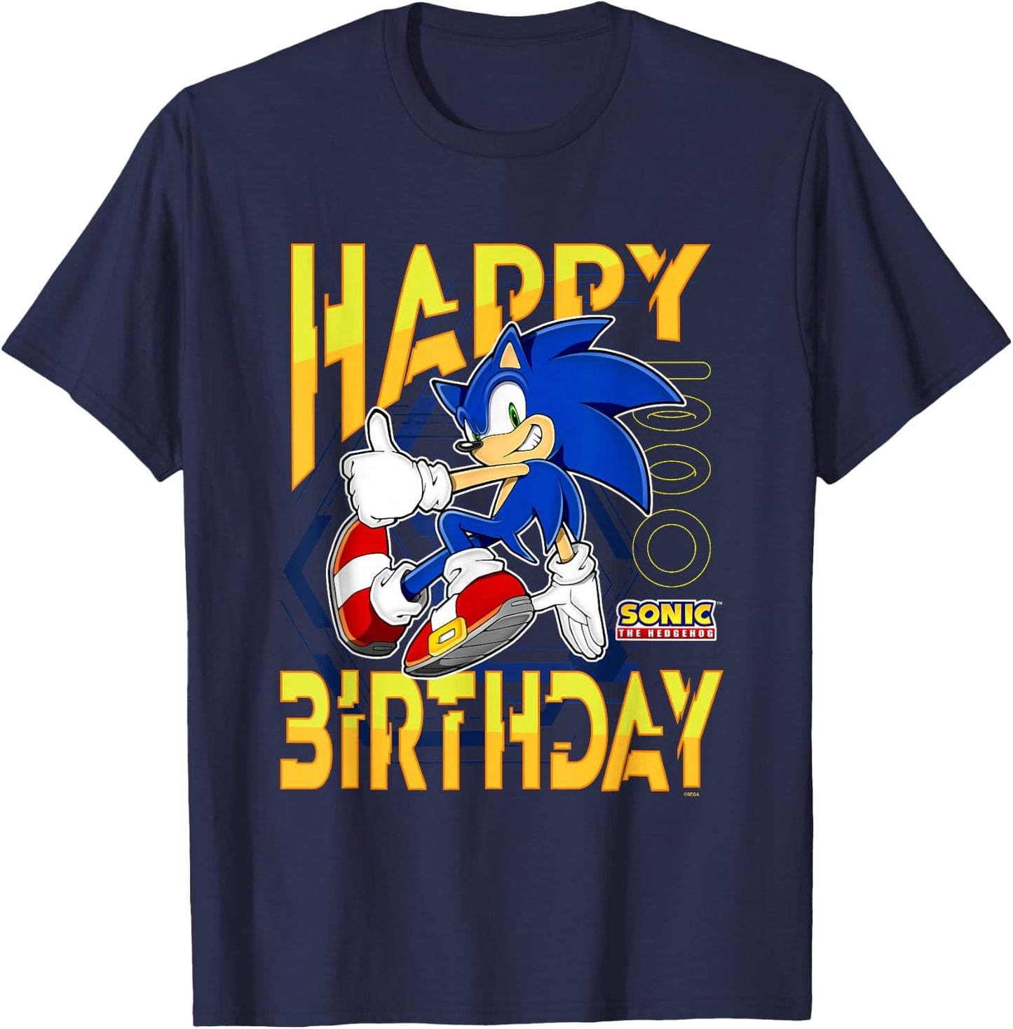 Sonic The Hedgehog Birthday Happy Birthday Thumbs Up Logo T-Shirt - T-Shirt | Navy
