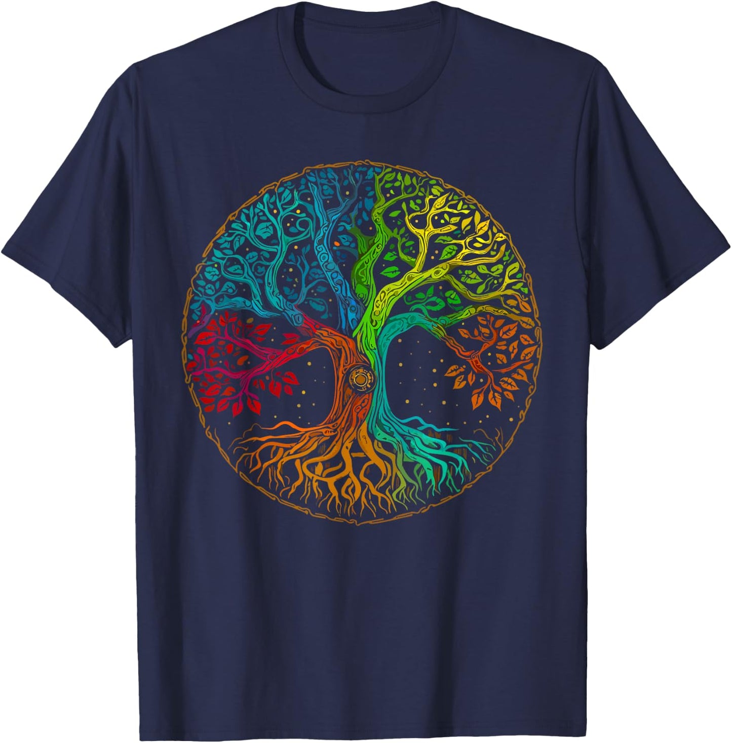 Tree of Life Nature Art - Psychedelic Outdoor Rainbow T-Shirt - T-Shirt | Navy