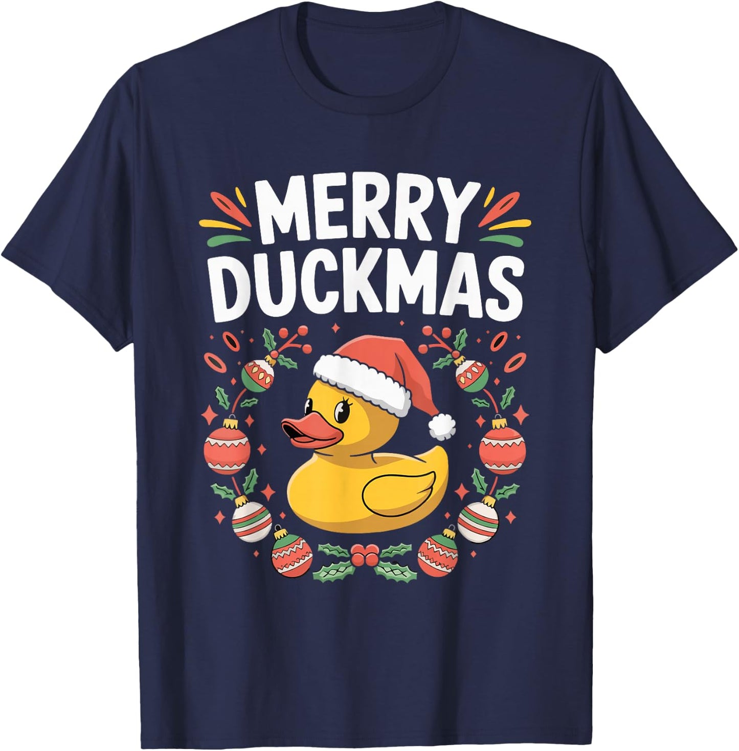 Merry Duckmas Christmas Rubber Duck T-Shirt - T-Shirt | Navy