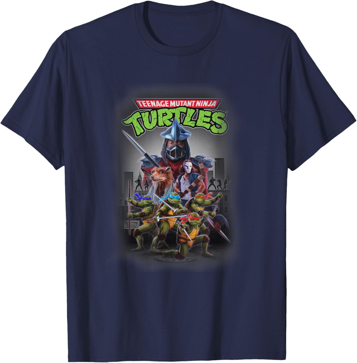 Teenage Mutant Ninja Turtles Heroes & Villains NY Group Shot , black T-Shirt - T-Shirt | Navy