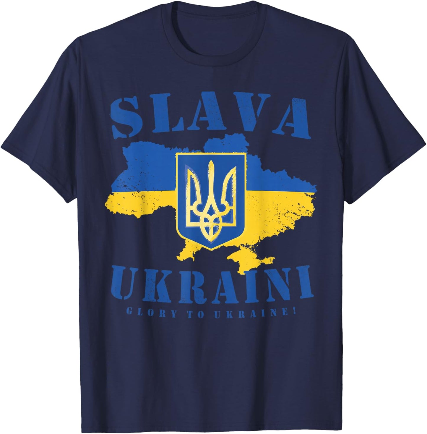 Ukraine Flag Slawa Ukraini Ukrainian Tryzub Glory To Ukraine , black T-Shirt - T-Shirt | Navy