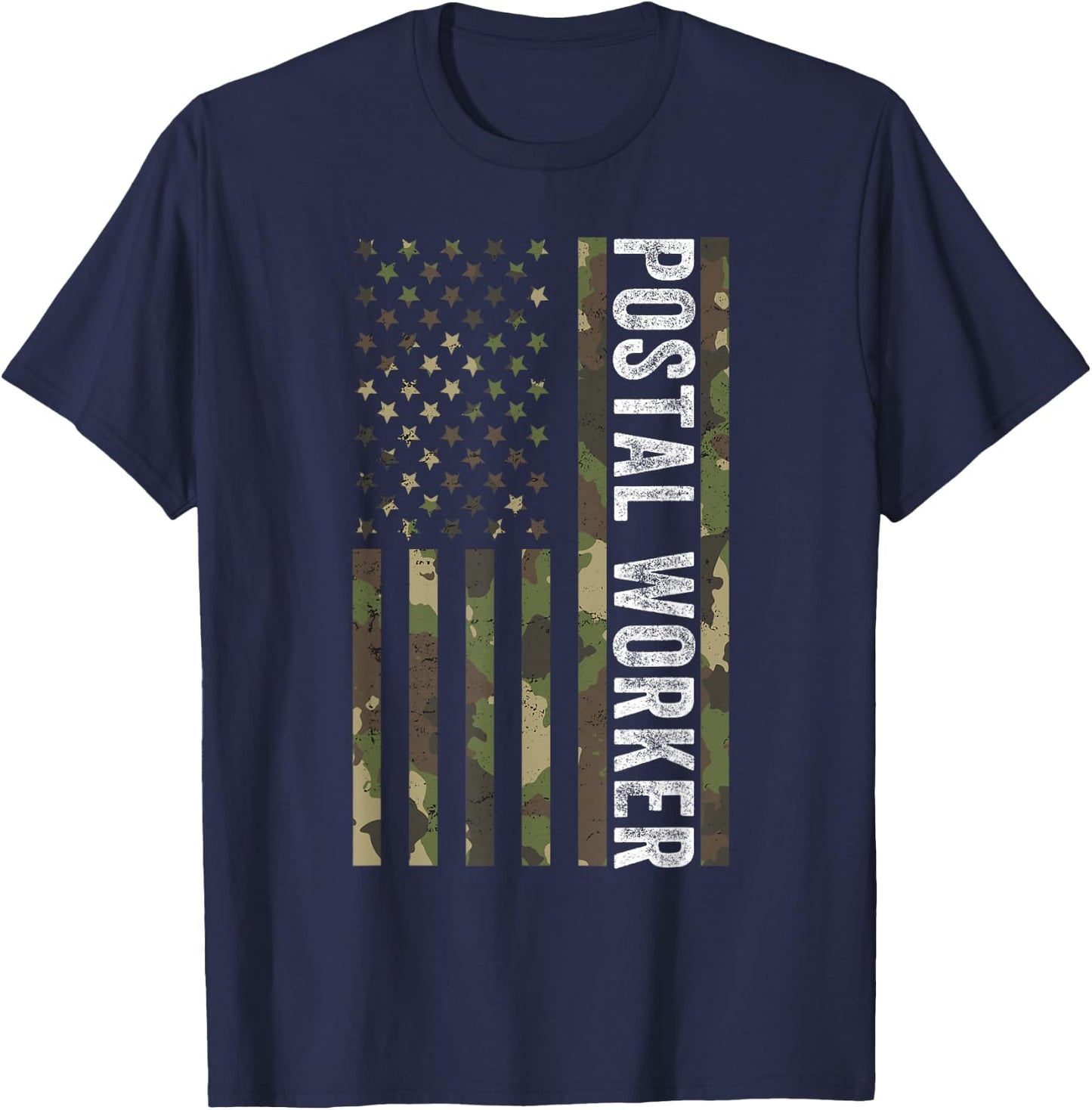 Postal Worker Camouflage American Flag US Postal Service Men T-Shirt - T-Shirt | Navy