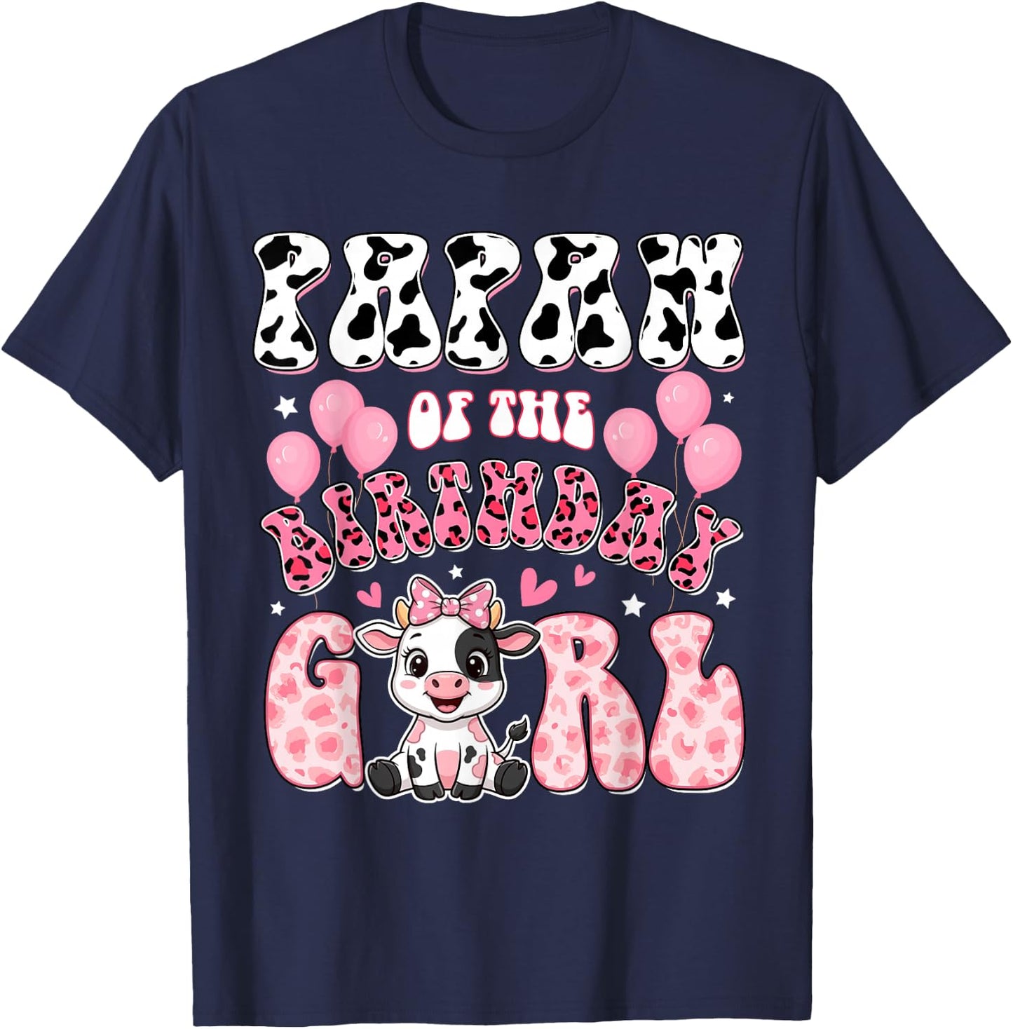 Papaw of The Birthday Girl Cow Farm Family 1St Birthday T-Shirt - T-Shirt | Navy