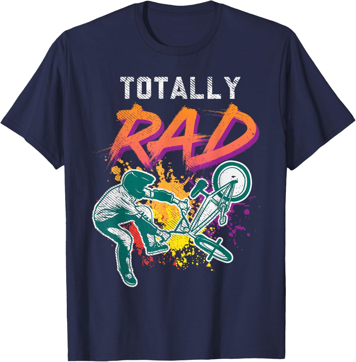 Totally Rad 80s Bmx Bike Vintage Racing Biking Cycling Gift T-Shirt - T-Shirt | Navy