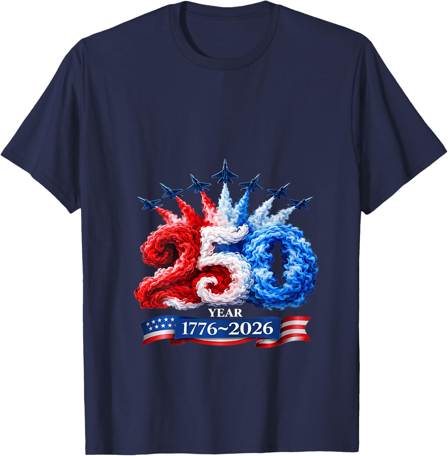 Women's 250 Years American 250th USA Patriotic 4th of July V-Neck T-Shirt - T-Shirt | Navy