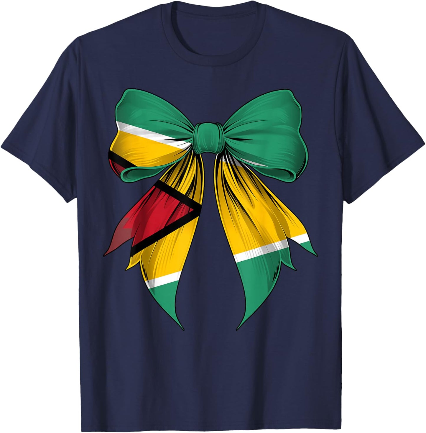 Guyana Flag Guyanese Pride Coquette Ribbon T-Shirt - T-Shirt | Navy