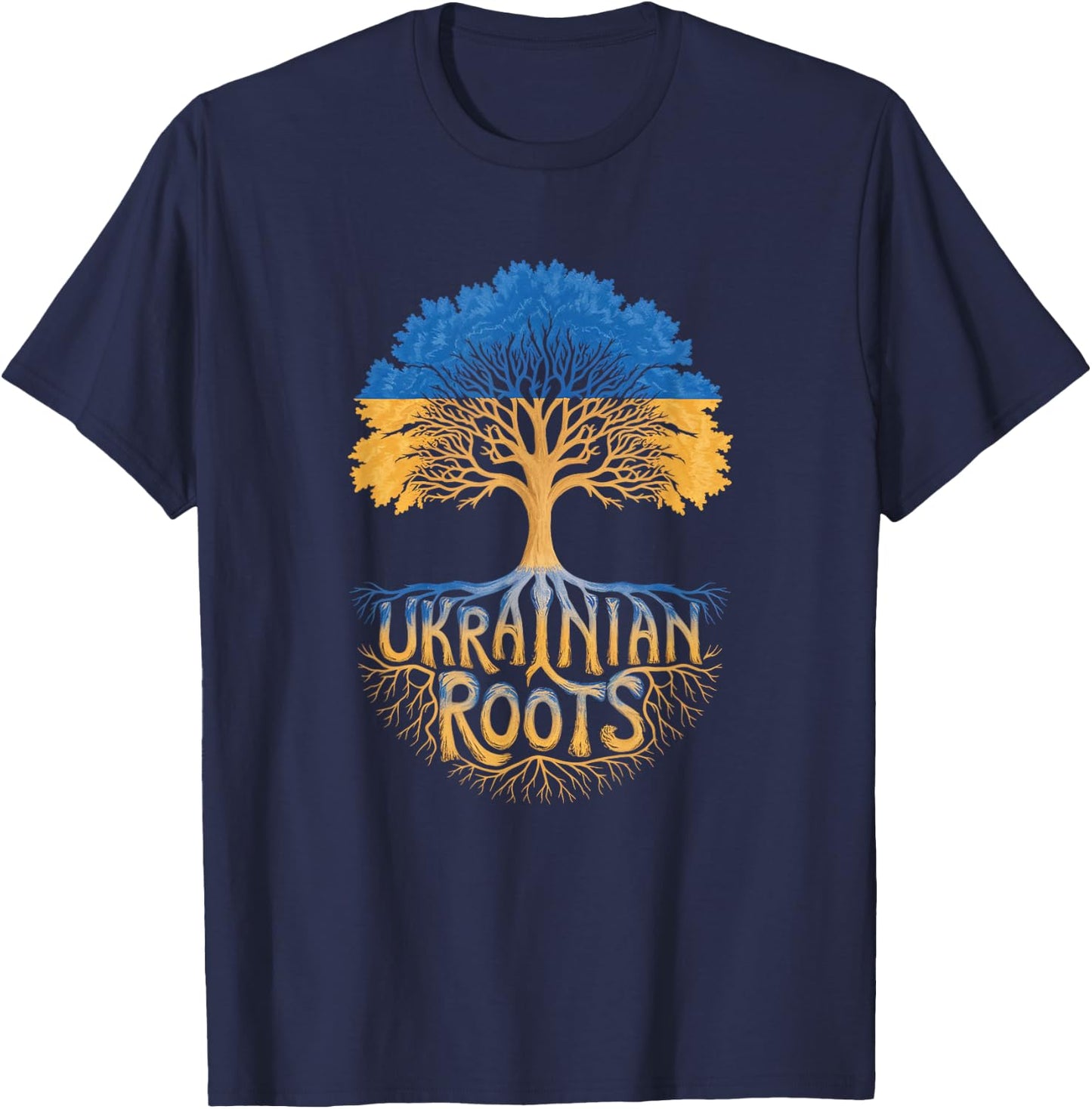 Ukrainian Roots - Ukraine Flag Colors Family Tree Souvenir T-Shirt - T-Shirt | Navy