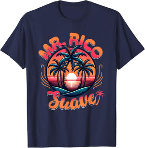 Funny Mr. Rico Suave Retro Beach Palm Trees Sunset T-Shirt - T-Shirt | Navy