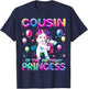 Cousin of the Birthday Princess Girl Flossing Unicorn Cousin T-Shirt - T-Shirt | Navy