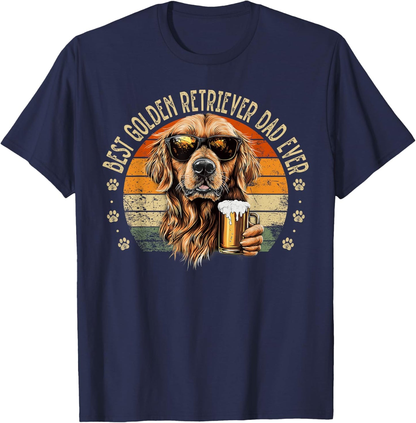 Golden retriever Dad Dog Funny Fête des Pères Chien Homme T-Shirt - T-Shirt | Navy