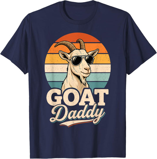 Goat Daddy the Greatest Dad of All Time Retro Fathers Day T-Shirt - T-Shirt | Navy