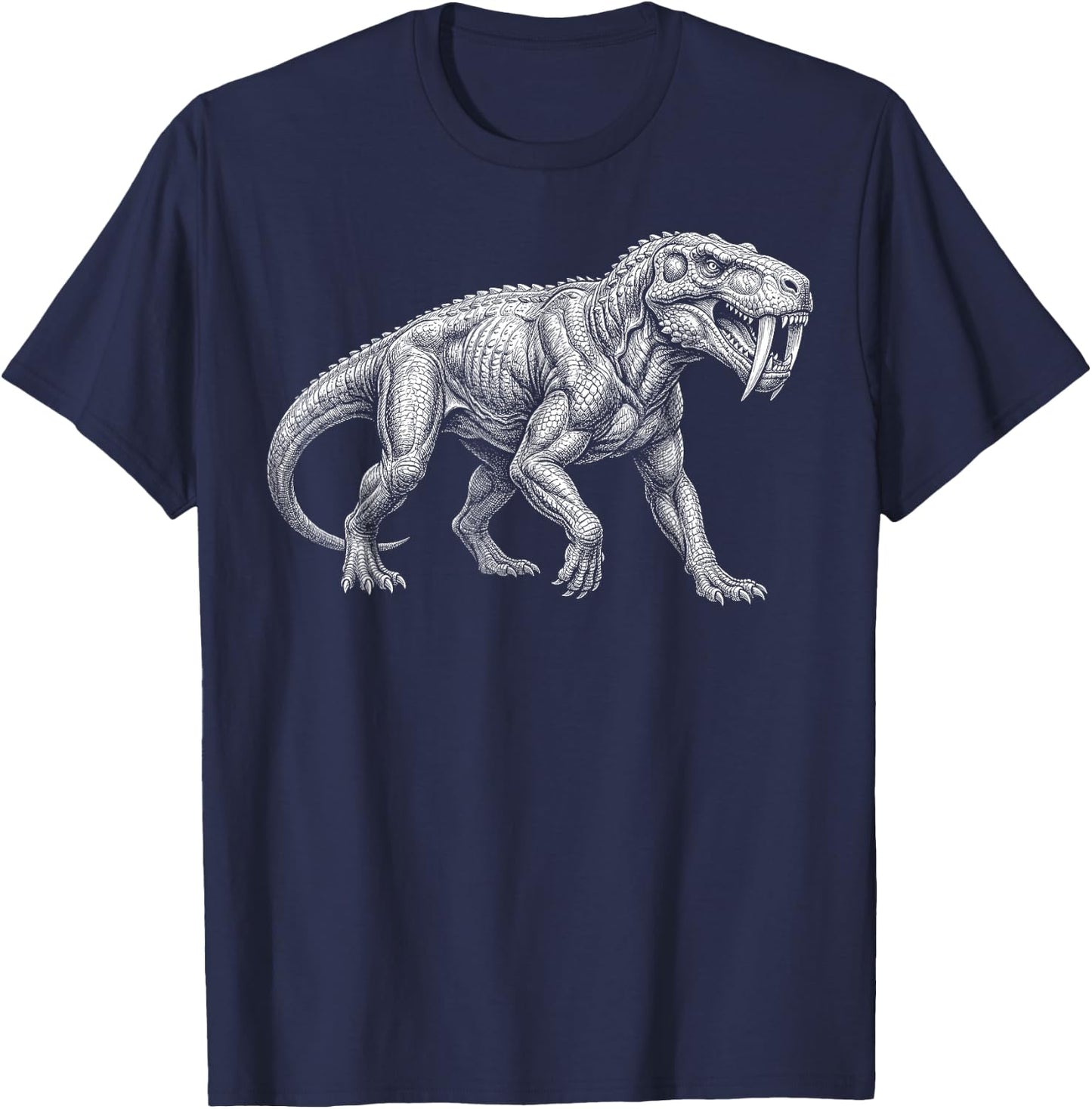 Gorgonopsid Skeleton Permian Predator Synapsid Fossil T-Shirt - T-Shirt | Navy