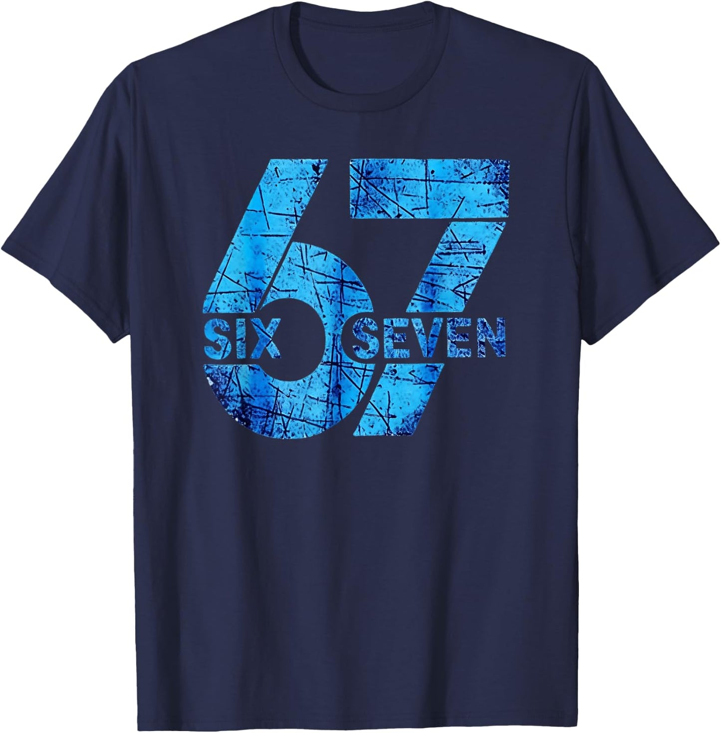 Kids Meme 6 7 Six Seven Blue Trendmeme T-Shirt - T-Shirt | Navy
