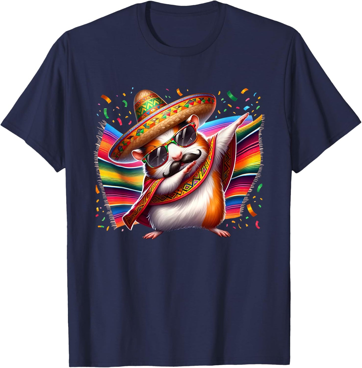 Mexican Guinea Pig Hamster Animal Party Fiesta Cinco De Mayo T-Shirt - T-Shirt | Navy
