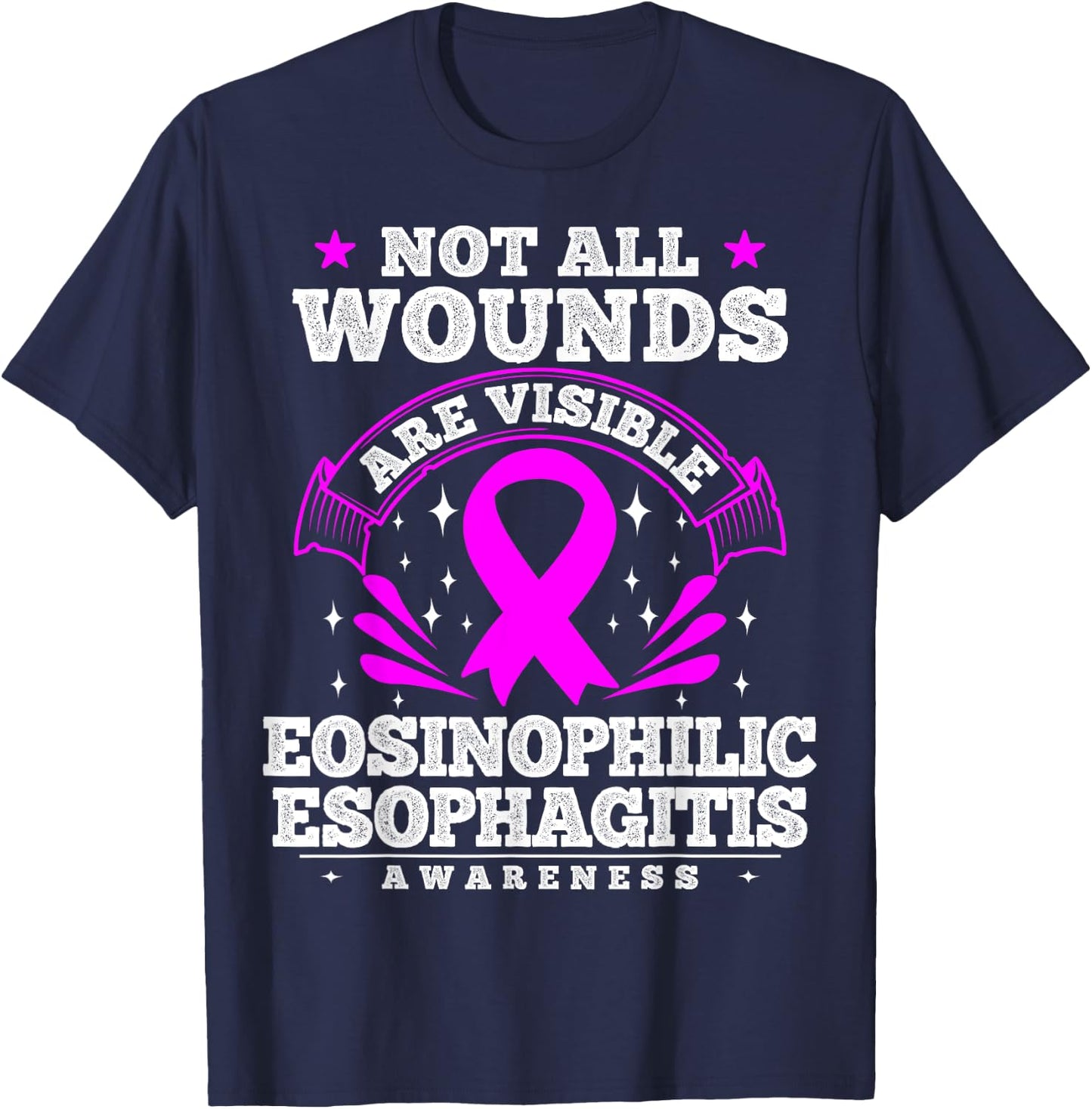 Not All Wounds Are Visible EOE Awareness Ribbon T-Shirt - T-Shirt | Navy