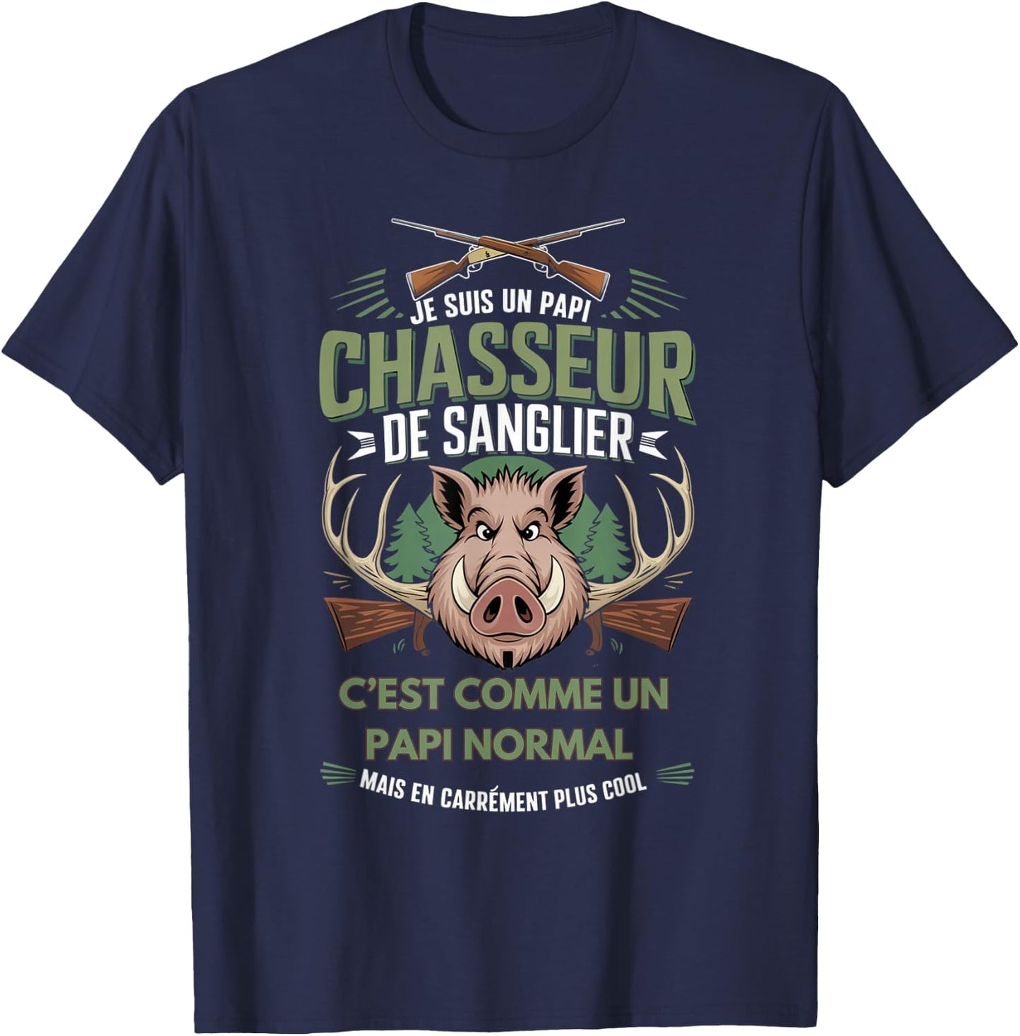 Gift Grandpa Boar Hunter Retirement Hunting Humour T-Shirt - T-Shirt | Navy