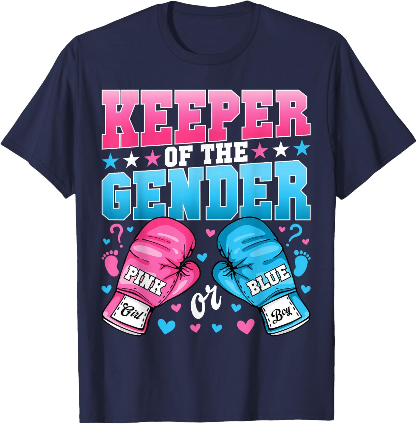 Keeper Of The Gender Boxer Funny Boxing Gender Reveal Party T-Shirt - T-Shirt | Navy