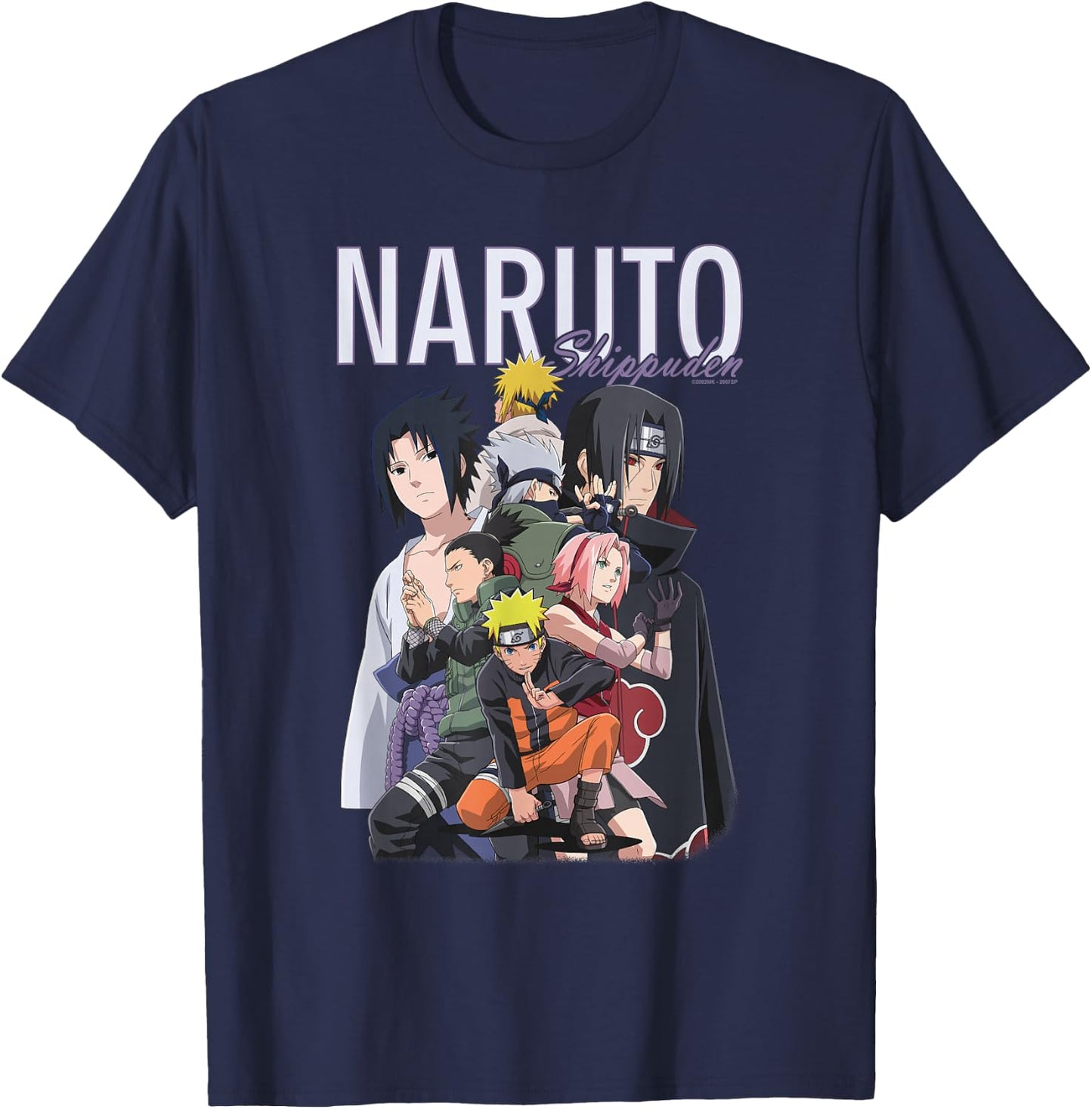 Naruto Shippuden Ninja Group Modern Collage Photo Anime T-Shirt - T-Shirt | Navy