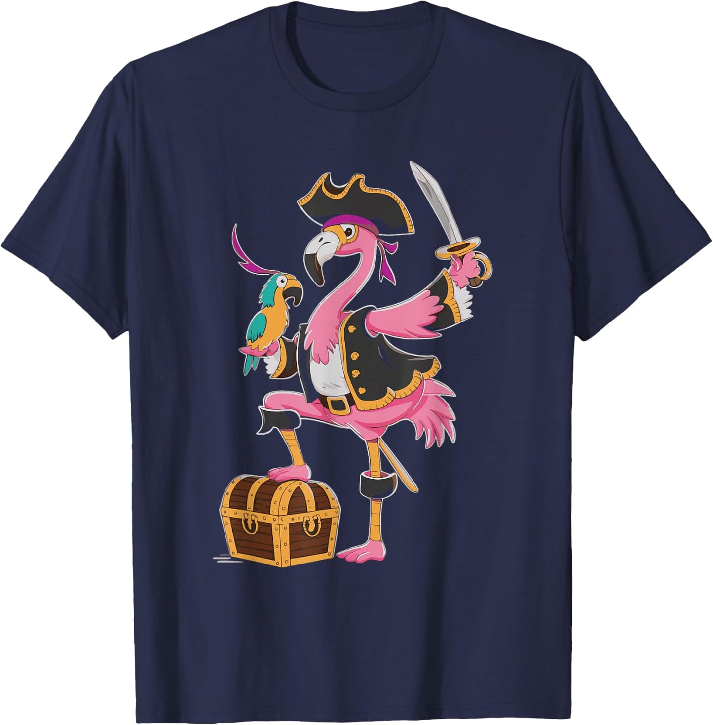 Flamingo Pirate T-Shirt - T-Shirt | Navy