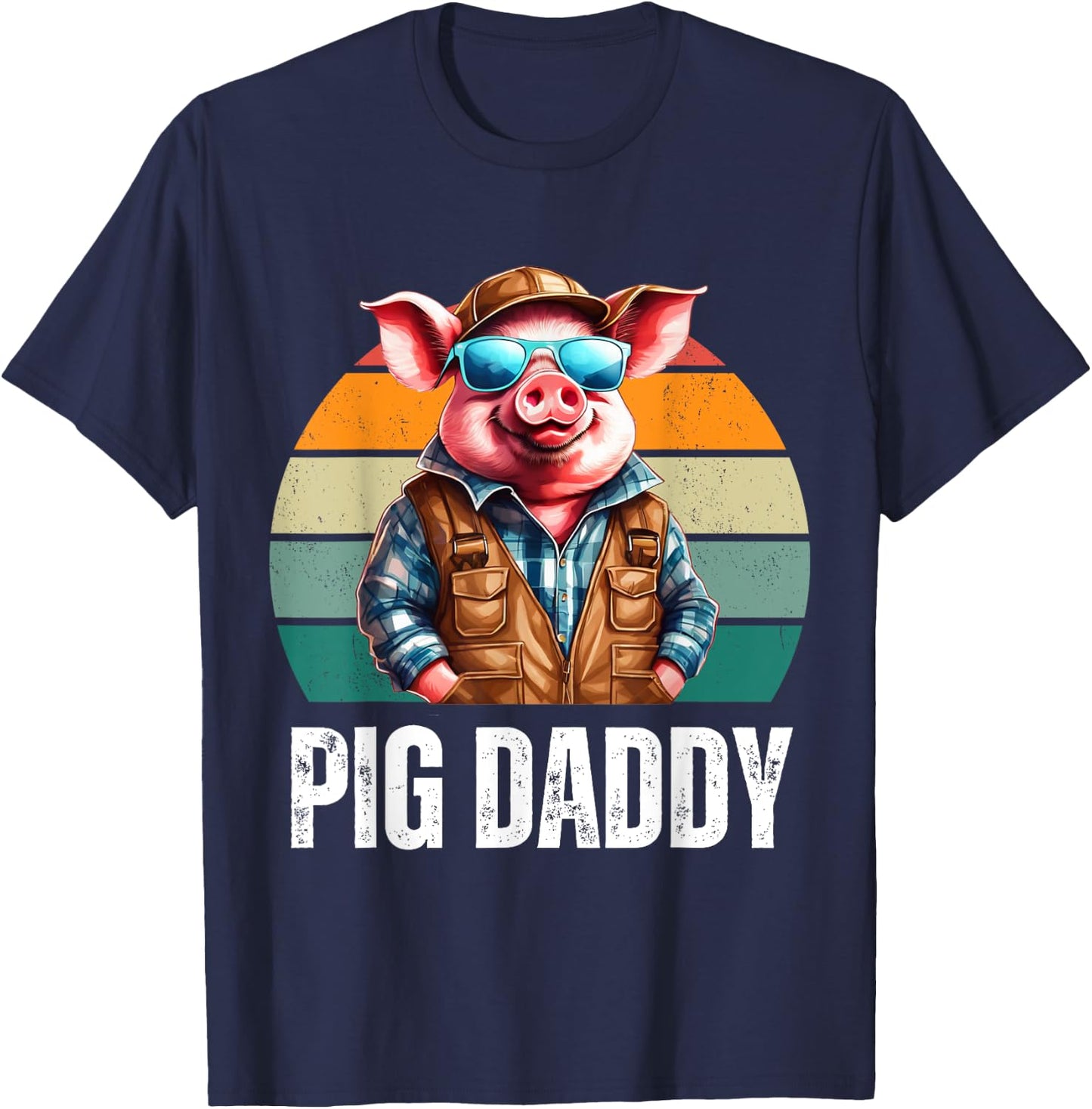 Pig Dad Daddy Father's Day Pig Lovers Farmer T-Shirt - T-Shirt | Navy