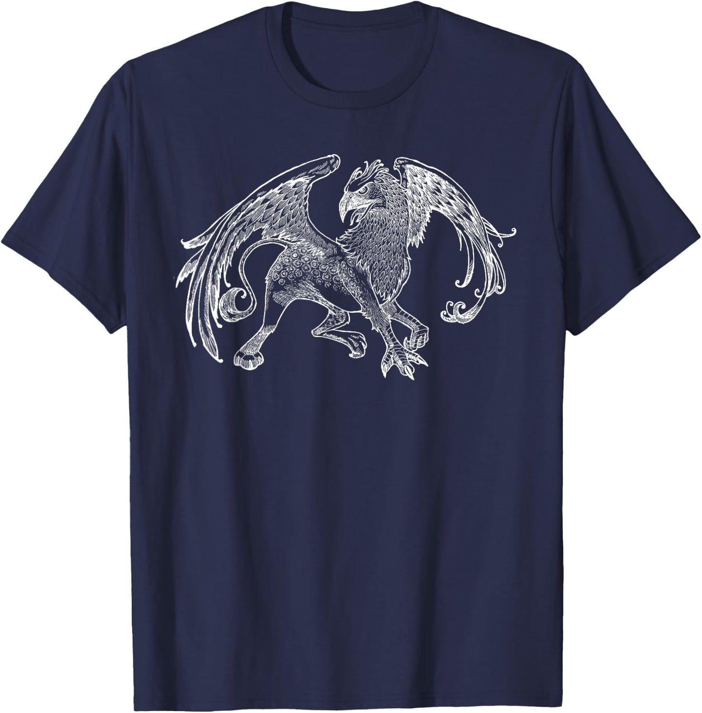 Mythical Sketched Griffin Lion Eagle Art Namesake T-Shirt - T-Shirt | Navy