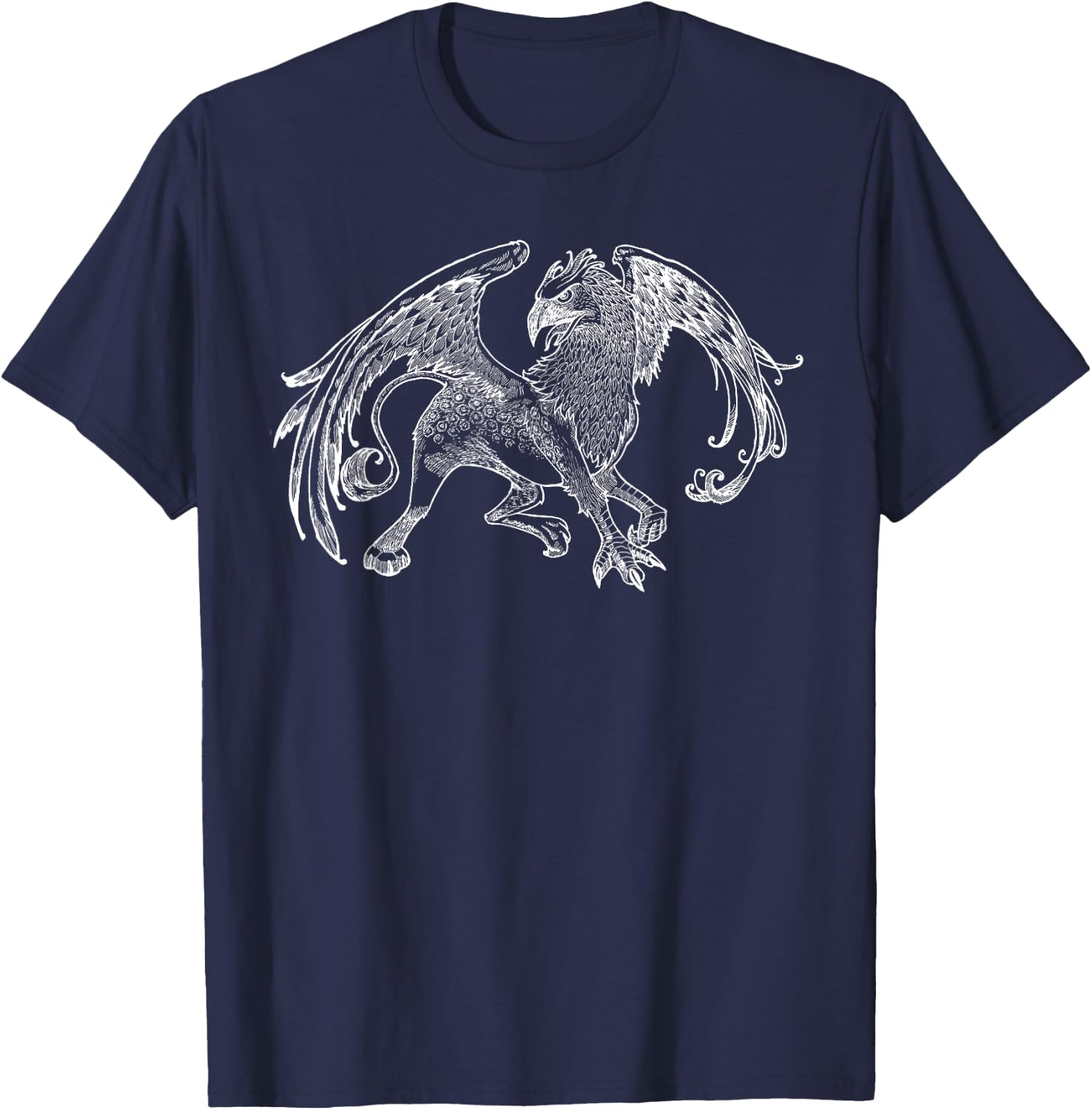 Mythical Sketched Griffin Lion Eagle Art Namesake T-Shirt - T-Shirt | Navy