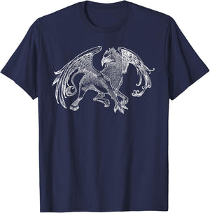 Mythical Sketched Griffin Lion Eagle Art Namesake T-Shirt - T-Shirt | Navy