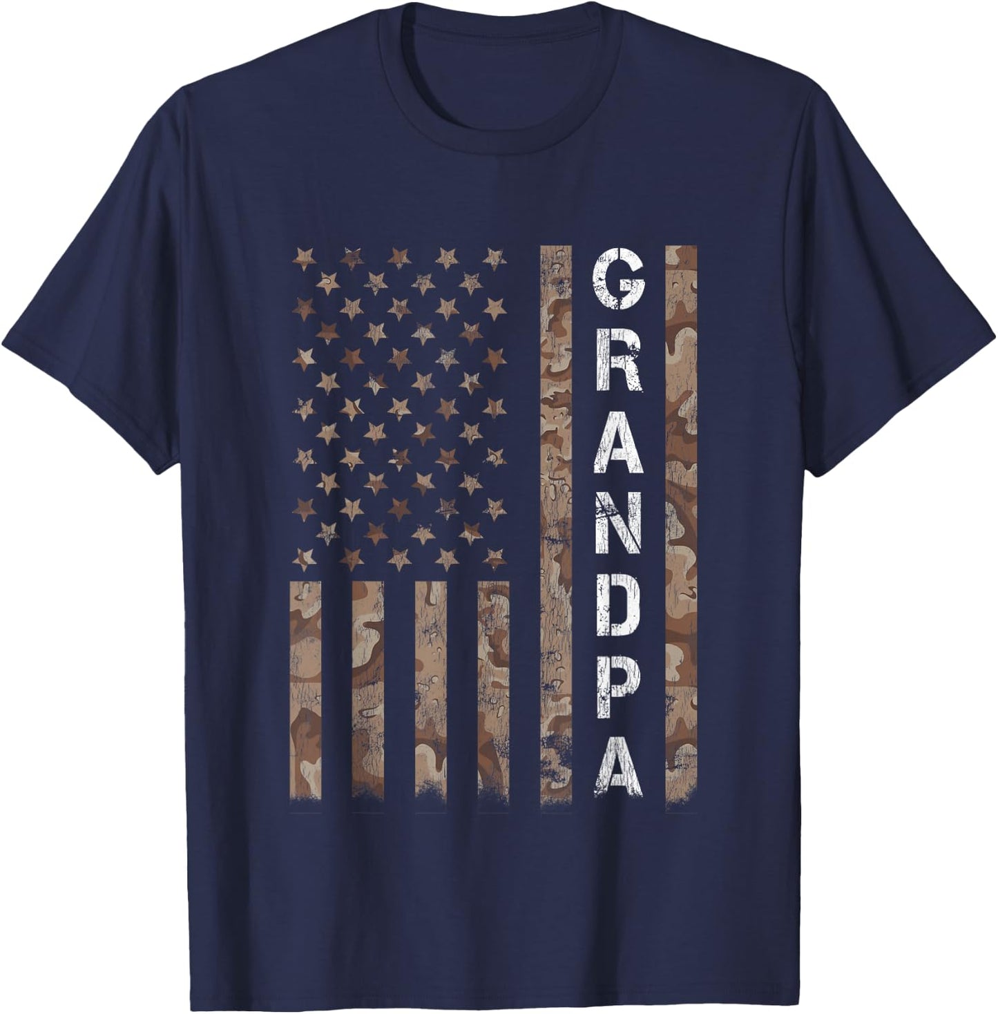 Grandpa Grandfather American Flag Fathers Day Men T-Shirt - T-Shirt | Navy