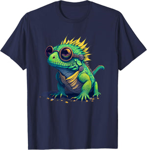 Exotic Iguana Herpetology Apparel Women's Chameleon Sunglasses , Black, Small T-Shirt - T-Shirt | Navy