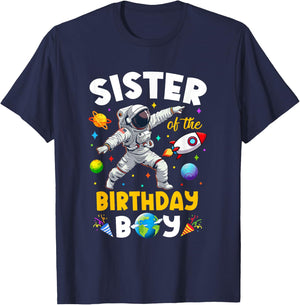 Sister Of The Birthday Boy Astronaut Outer Space Birthday T-Shirt - T-Shirt | Navy