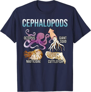 The Cephalopod Octopus Marine Biology Cephalopod Ocean Art T-Shirt - T-Shirt | Navy