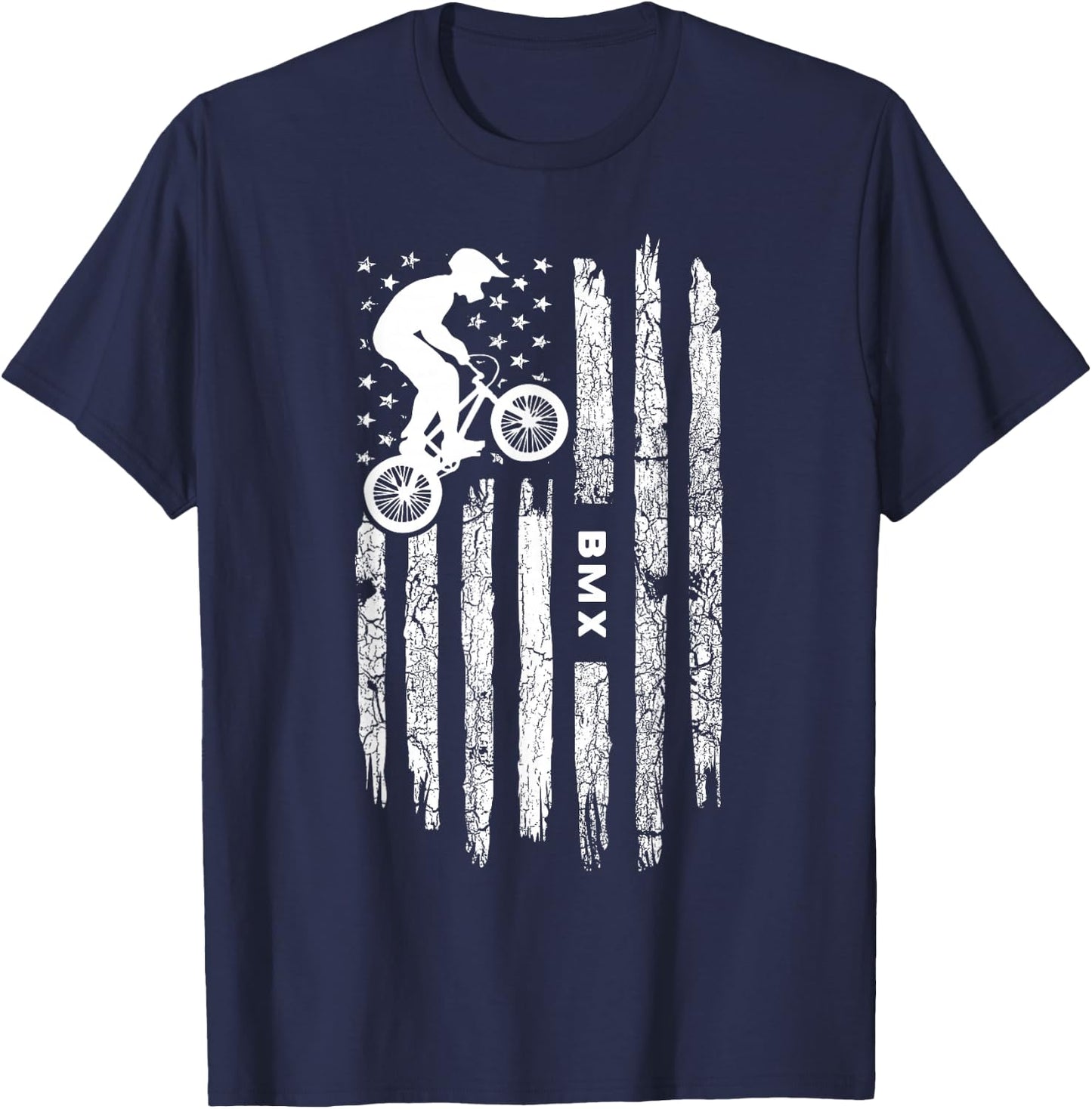 American Flag BMX Clothing - BMX Rider Vintage BMX T-Shirt - T-Shirt | Navy