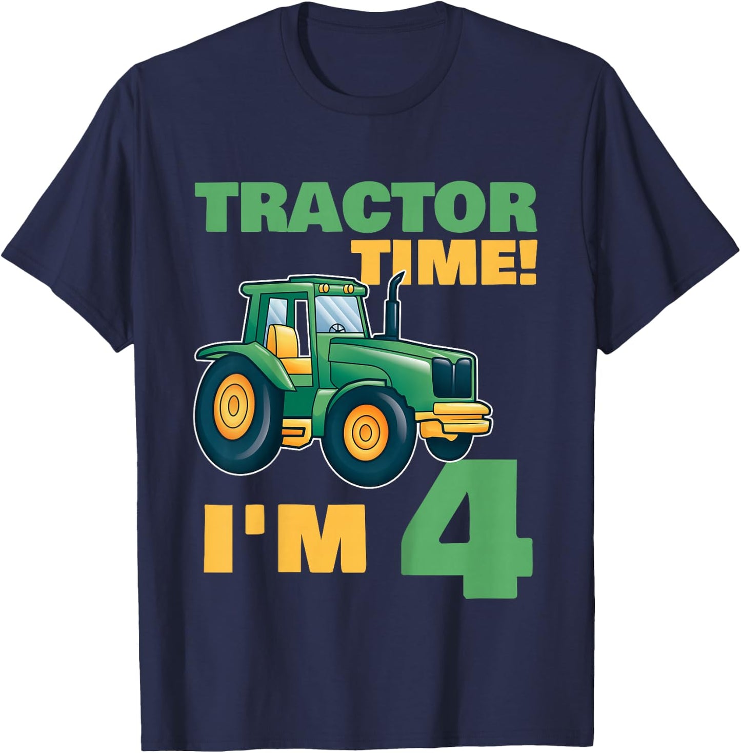 Tractor Birthday Shirt 4 - 4th Birthday Tractor Shirt T-Shirt - T-Shirt | Navy