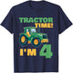 Tractor Birthday Shirt 4 - 4th Birthday Tractor Shirt T-Shirt - T-Shirt | Navy