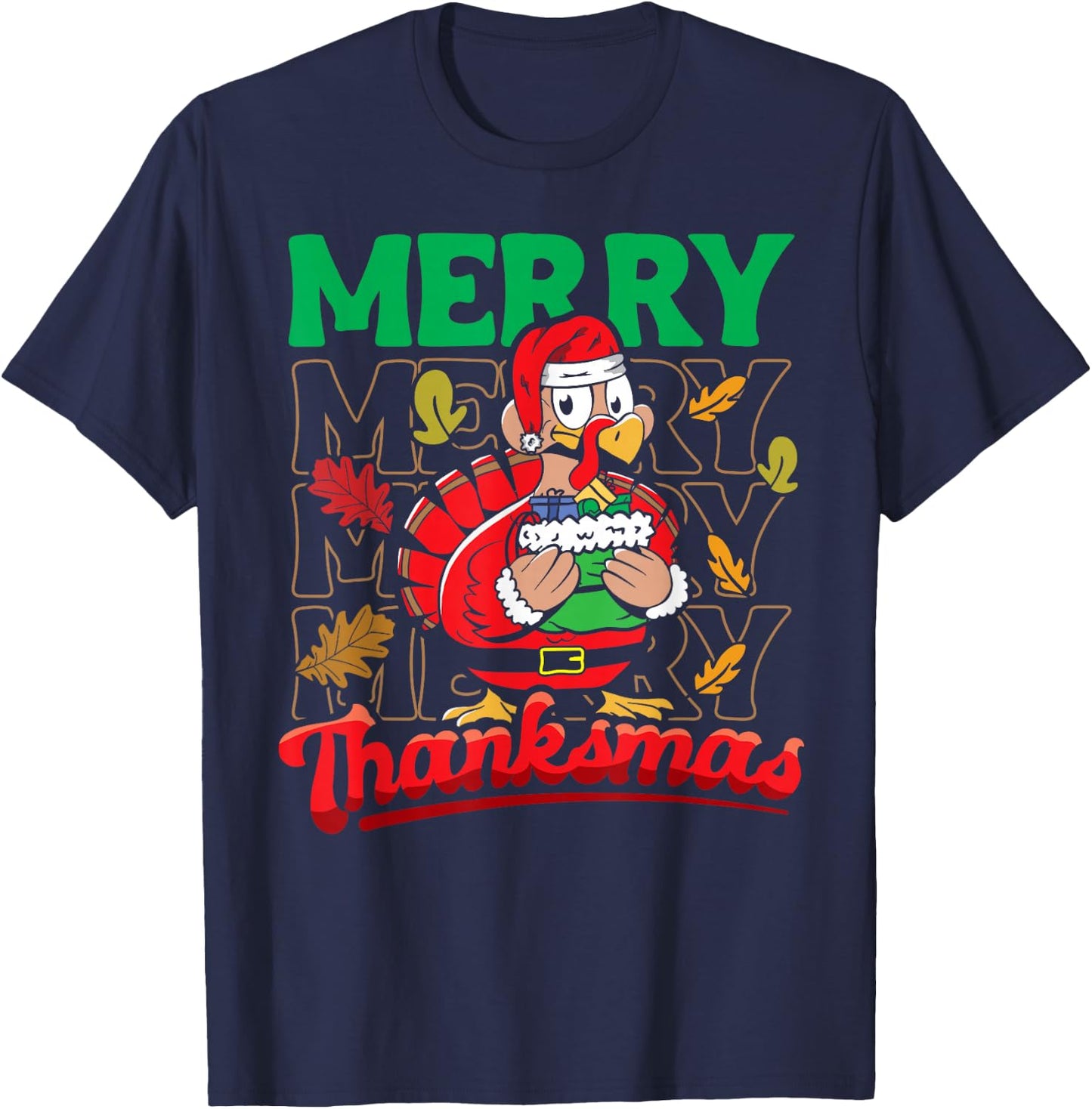 Happy Thanksgiving Thanksgiving Christmas Turkey T-Shirt - T-Shirt | Navy