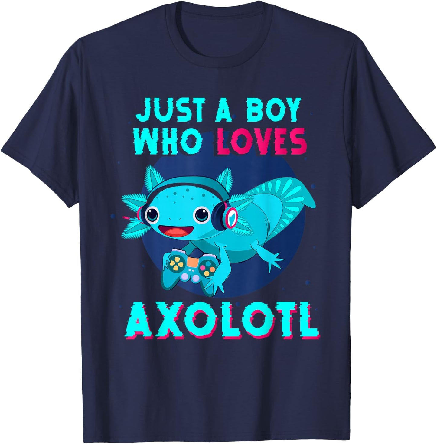 Axolotl Kids Boys Axolotl Shirt Just A Boy Who Loves Axolotl T-Shirt - T-Shirt | Navy