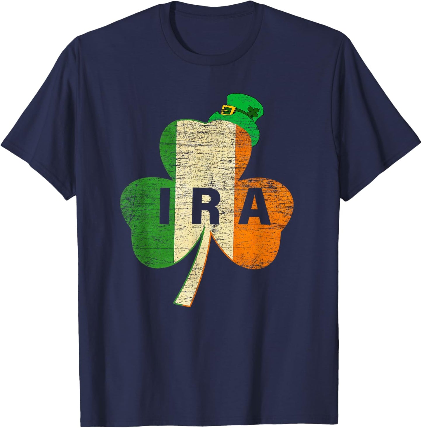 St. Patricks Day IRA Vintage Irland Flagge Irish Luck Shamrock T-Shirt - T-Shirt | Navy